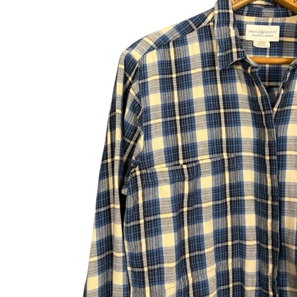 Ralph Lauren Denim & Supply Flannel Shirt Medium Plaid Blue - Picture 5 of 5